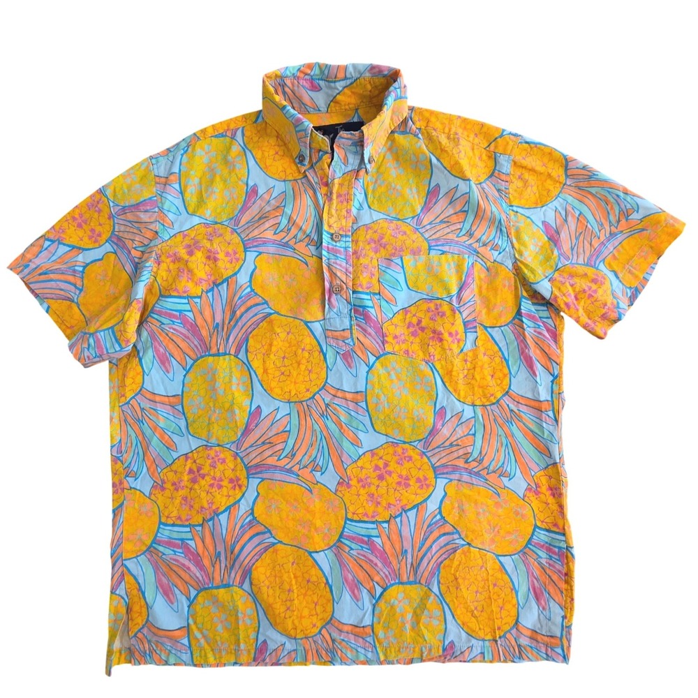Chubbies The Nutter Shirt Mens M Pineapple Tropical Popover 1st Edition Yellow